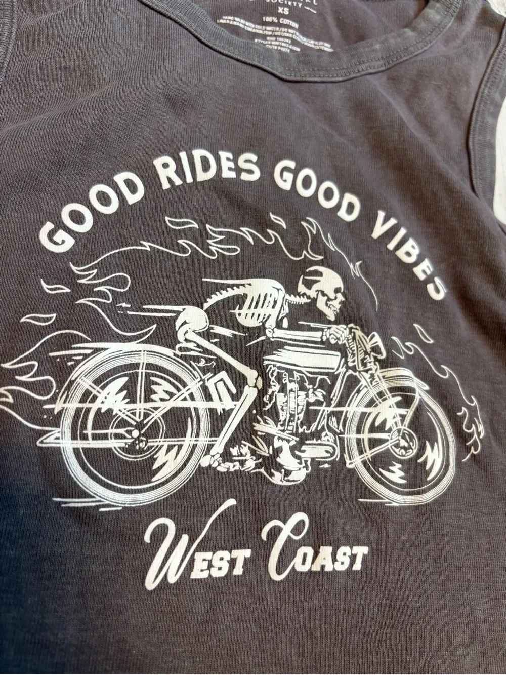 Homegirl Society Charcoal Tank with White Motorcycle Graphic
